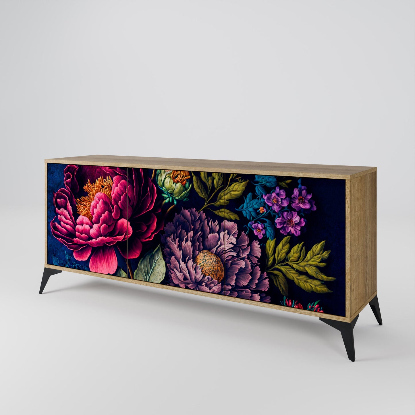 Credenza BLOOMING ELEGANCE a 3 ante in effetto rovere