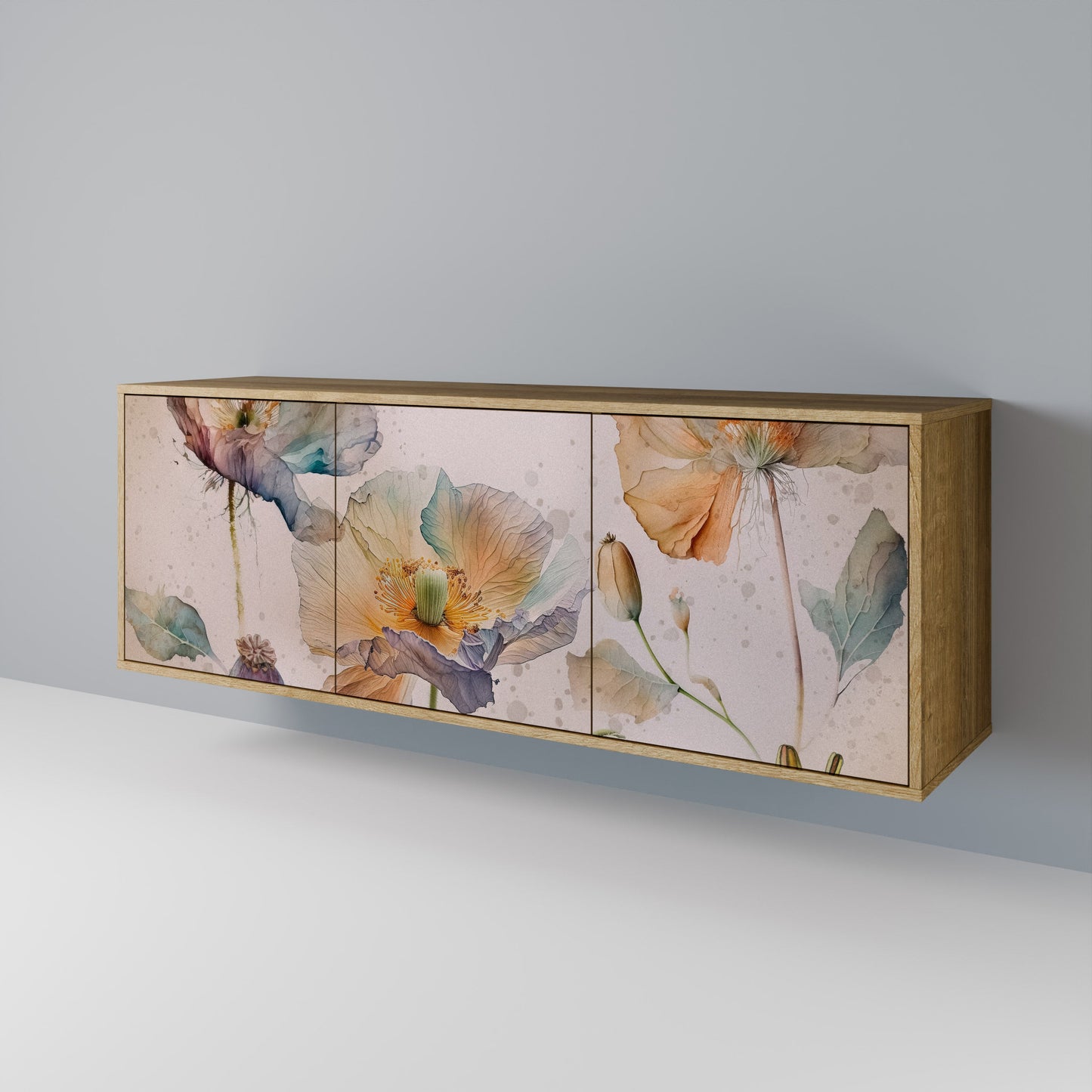 Credenza SOFTEN POPPY a 3 ante effetto rovere