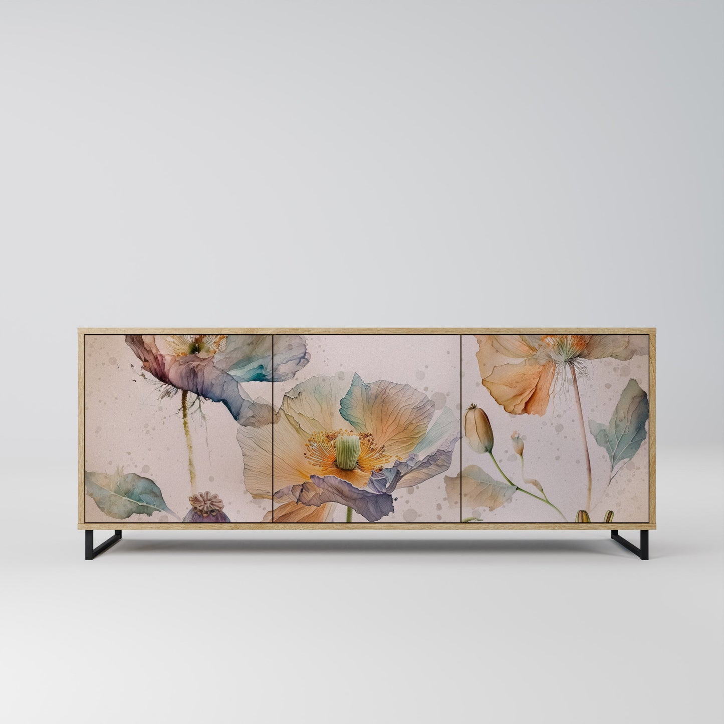 Credenza SOFTEN POPPY a 3 ante effetto rovere