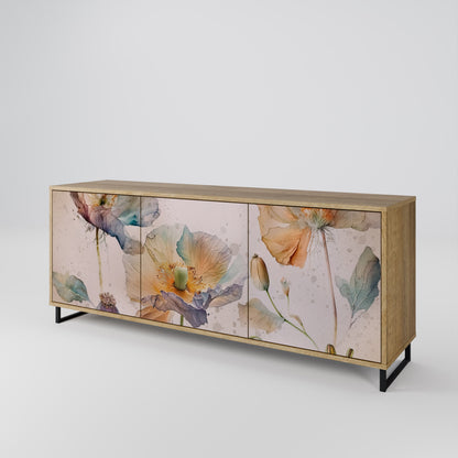 Credenza SOFTEN POPPY a 3 ante effetto rovere