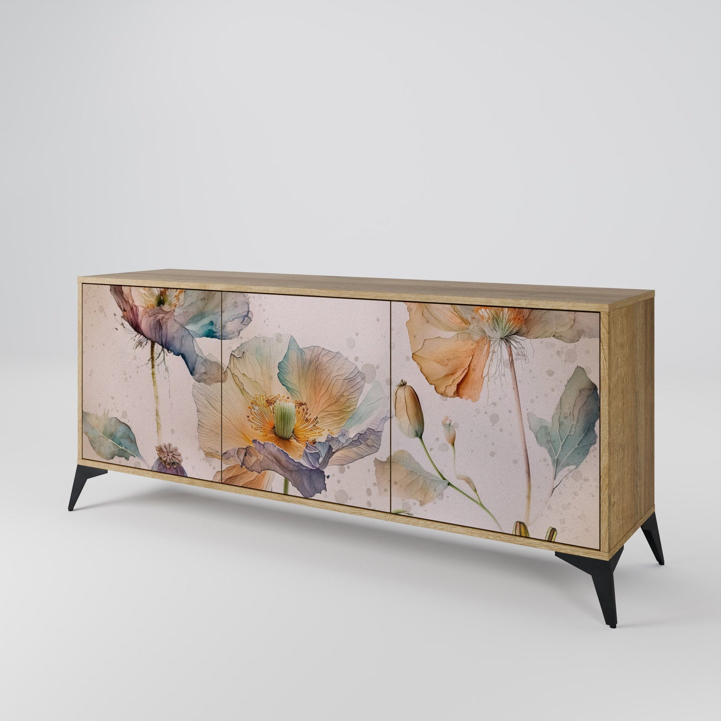 Credenza SOFTEN POPPY a 3 ante effetto rovere