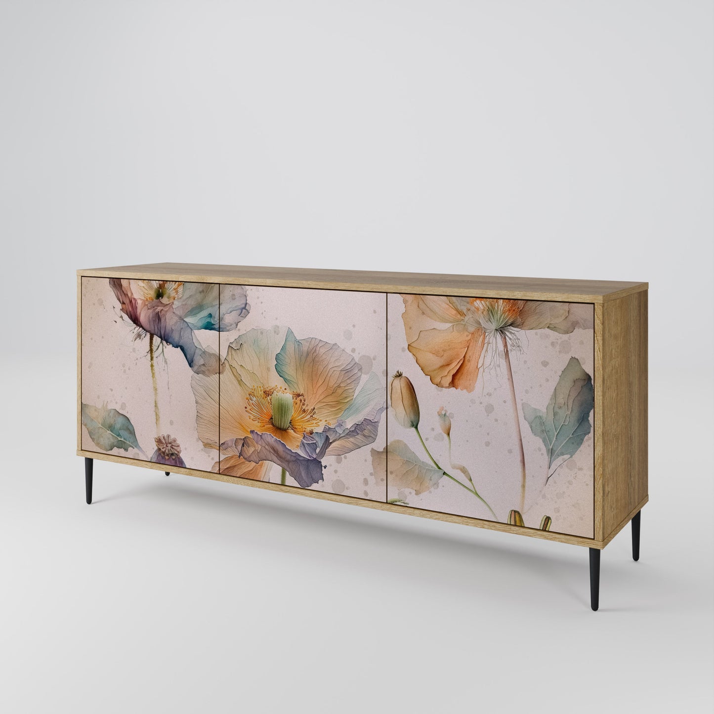 Credenza SOFTEN POPPY a 3 ante effetto rovere
