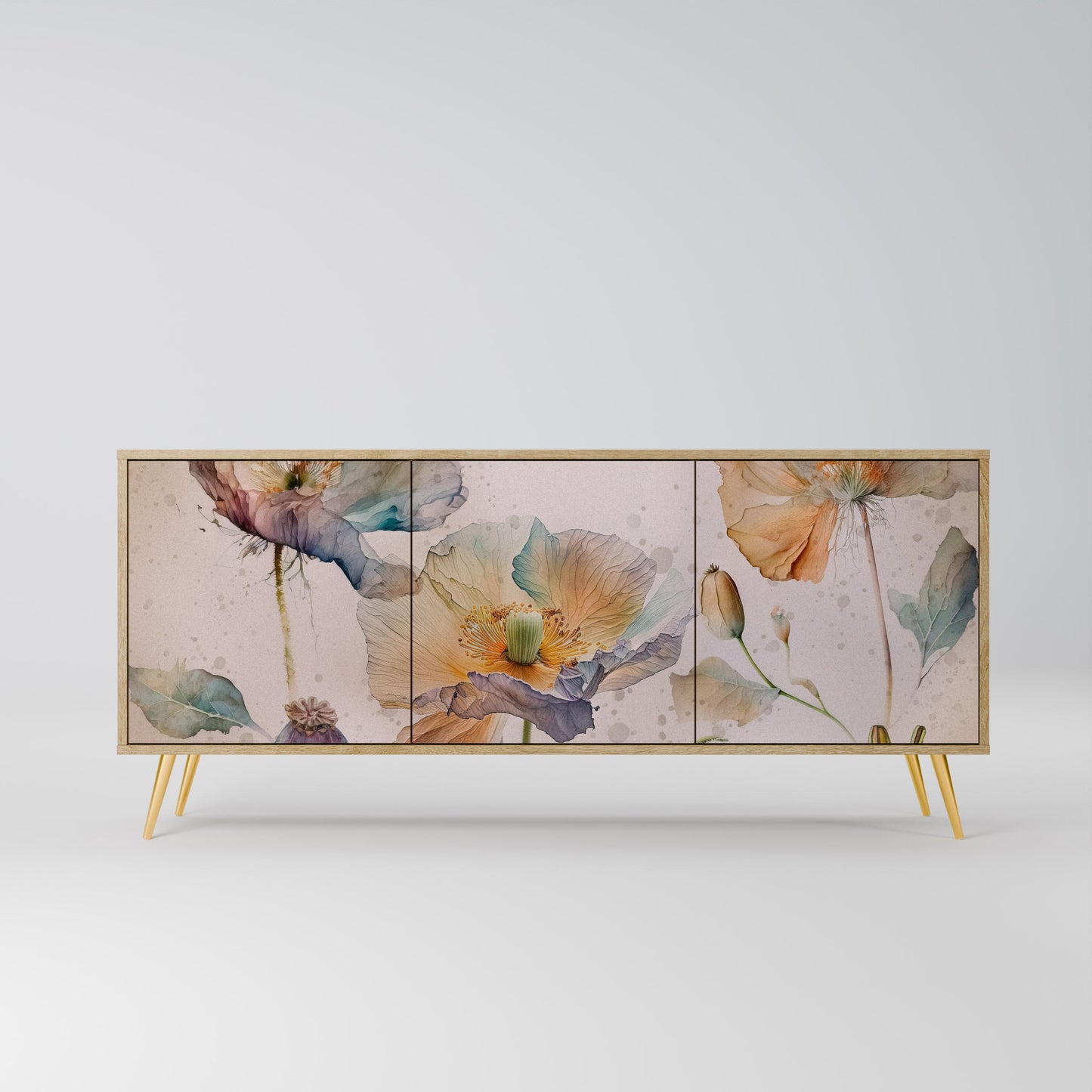 Credenza SOFTEN POPPY a 3 ante effetto rovere