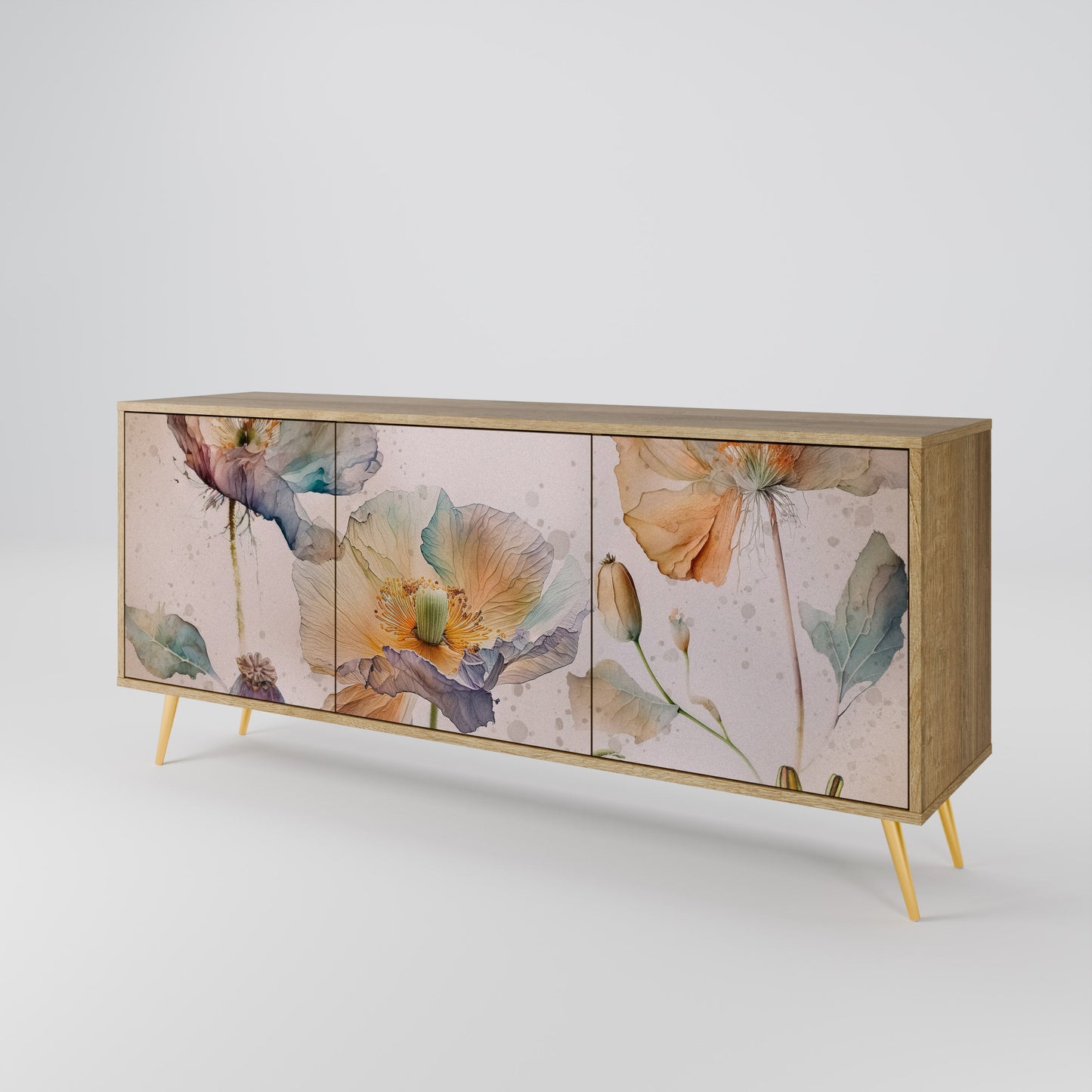 Credenza SOFTEN POPPY a 3 ante effetto rovere
