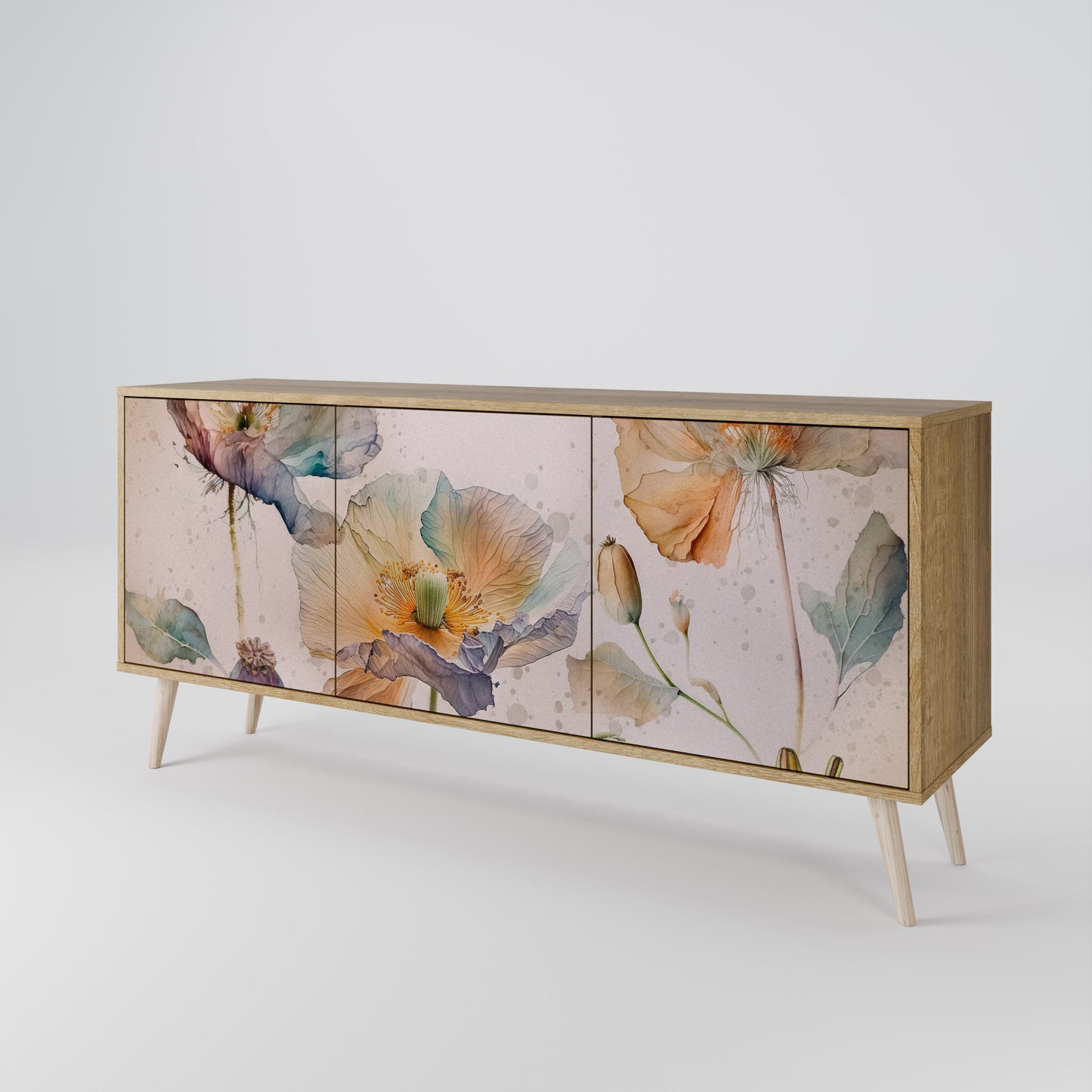 Credenza SOFTEN POPPY a 3 ante effetto rovere