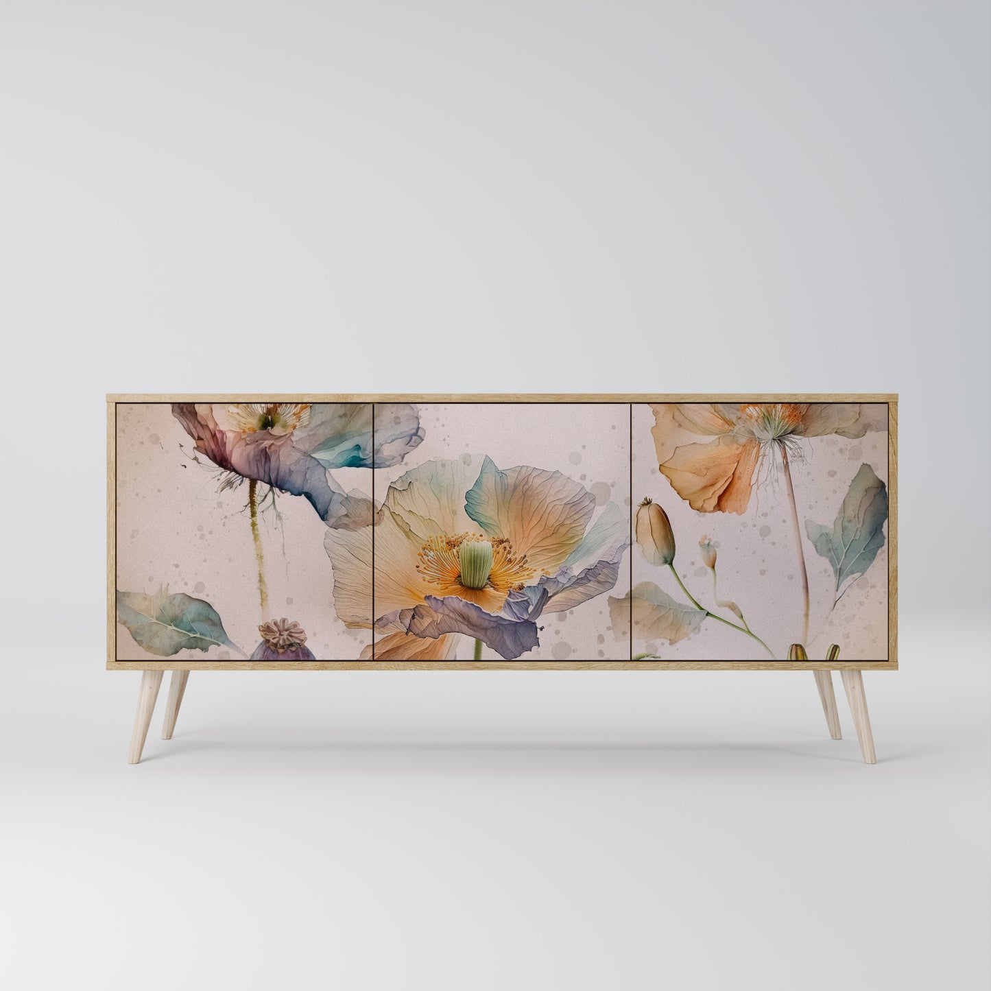 Credenza SOFTEN POPPY a 3 ante effetto rovere