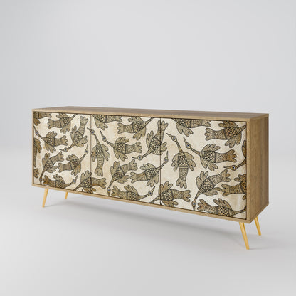 Credenza ALMONDINE SONGBIRD a 3 ante in effetto rovere