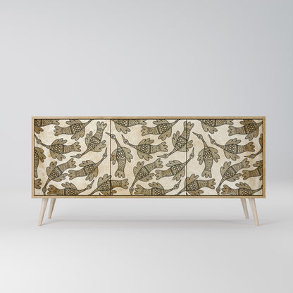 Credenza ALMONDINE SONGBIRD a 3 ante in effetto rovere