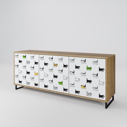 CATS COMPILATION Credenza a 3 ante in effetto rovere