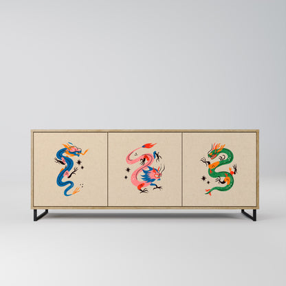 MYTHOLOGICAL CREATURES 3-Door Sideboard in Oak Effect