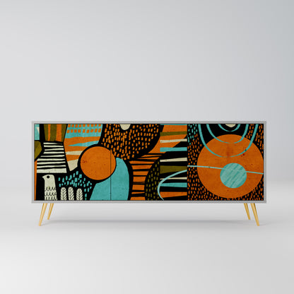 Credenza GEODE GLIMMER a 3 ante con finitura grigia