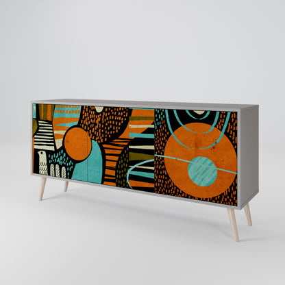 Credenza GEODE GLIMMER a 3 ante con finitura grigia