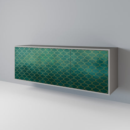 TESSELATED GREENERY 3-Door Sideboard in Grey Finish