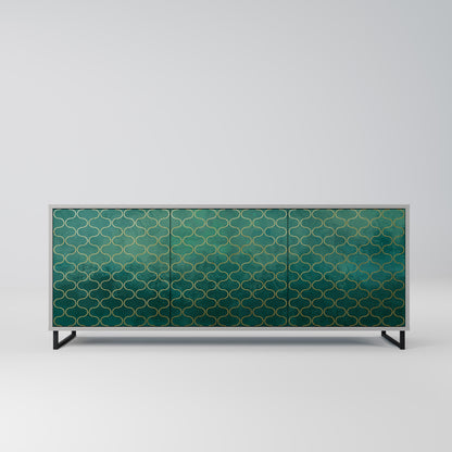 TESSELATED GREENERY 3-Door Sideboard in Grey Finish
