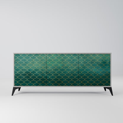 TESSELATED GREENERY 3-Door Sideboard in Grey Finish