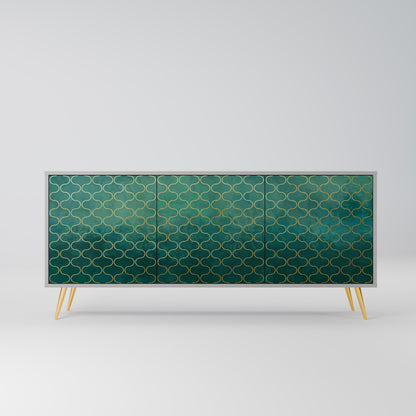 TESSELATED GREENERY 3-Door Sideboard in Grey Finish