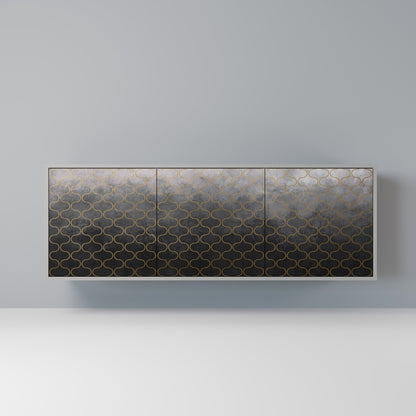 TESSELATED GRAYISH 3-Door Sideboard in Grey Finish