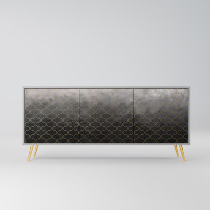 TESSELATED GRAYISH 3-Door Sideboard in Grey Finish