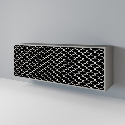 TESSELATED BLACKNESS 3-Door Sideboard in Grey Finish