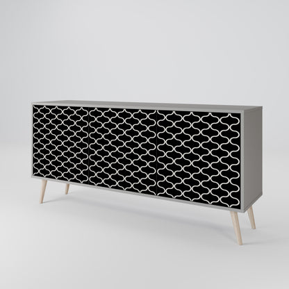 TESSELATED BLACKNESS 3-Door Sideboard in Grey Finish