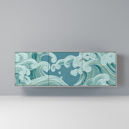 Credenza a 3 ante ASIAN SWAY in finitura grigia