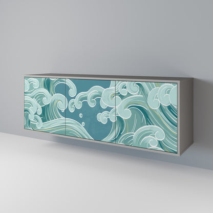 Credenza a 3 ante ASIAN SWAY in finitura grigia
