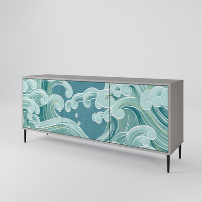 Credenza a 3 ante ASIAN SWAY in finitura grigia