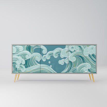 Credenza a 3 ante ASIAN SWAY in finitura grigia