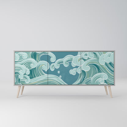 Credenza a 3 ante ASIAN SWAY in finitura grigia