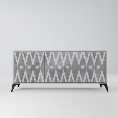 SHARP EDGES 3-Door Sideboard in Grey Finish