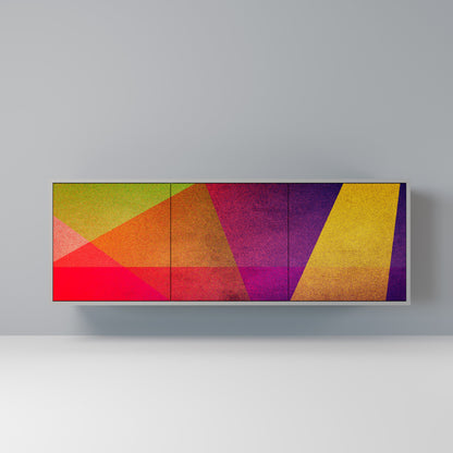 VIVID GEOMETRY 3-Door Sideboard in Grey Finish