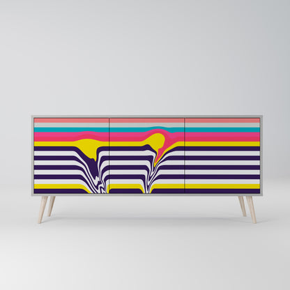 TONE COLLAPSE 3-Door Sideboard in Grey Finish