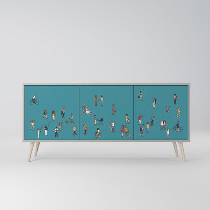 COLLECTIVE STREAM 3-Door Sideboard in Grey Finish