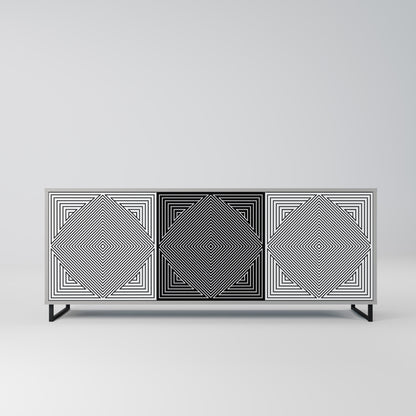 POLYGON ILLUSION 3-Door Sideboard in Grey Finish