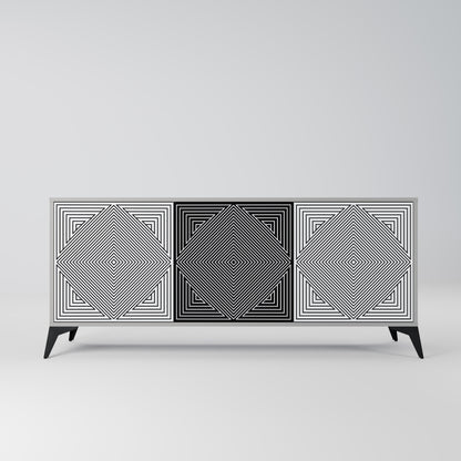 POLYGON ILLUSION 3-Door Sideboard in Grey Finish