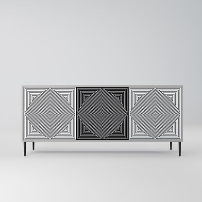 POLYGON ILLUSION 3-Door Sideboard in Grey Finish
