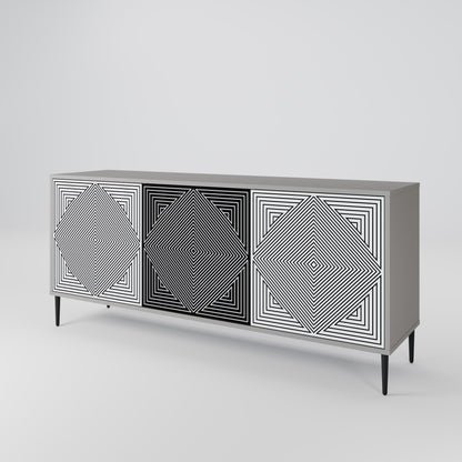 POLYGON ILLUSION 3-Door Sideboard in Grey Finish