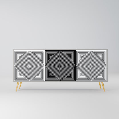 POLYGON ILLUSION 3-Door Sideboard in Grey Finish