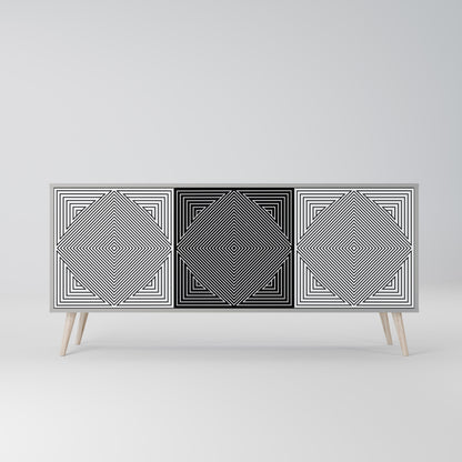 POLYGON ILLUSION 3-Door Sideboard in Grey Finish