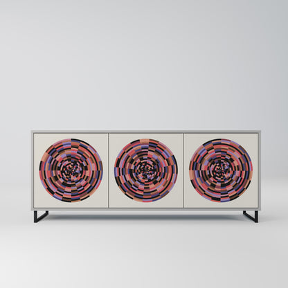 BROWN CIRCLES 3-Door Sideboard in Grey Finish