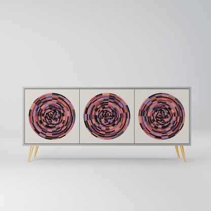 BROWN CIRCLES 3-Door Sideboard in Grey Finish