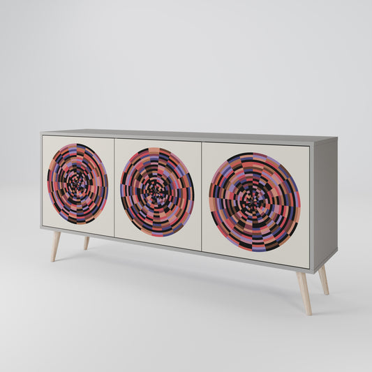 Credenza BROWN CIRCLES a 3 ante in finitura grigia