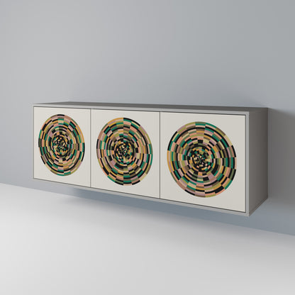 GREEN CIRCLES 3-Door Sideboard in Grey Finish