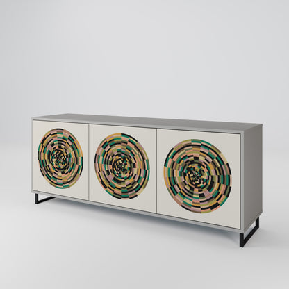 GREEN CIRCLES 3-Door Sideboard in Grey Finish