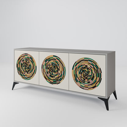 GREEN CIRCLES 3-Door Sideboard in Grey Finish