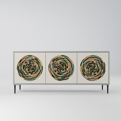 GREEN CIRCLES 3-Door Sideboard in Grey Finish
