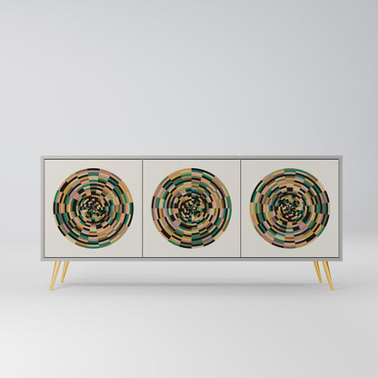 GREEN CIRCLES 3-Door Sideboard in Grey Finish