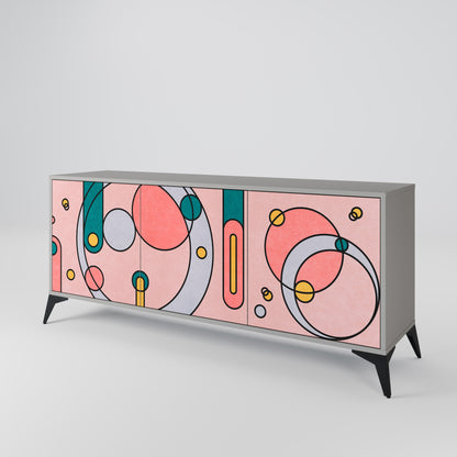 GOSSAMER ECHOES 3-Door Sideboard in Grey Finish