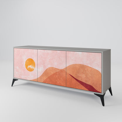 LUMINOUS SUNLIGHT 3-Door Sideboard in Grey Finish