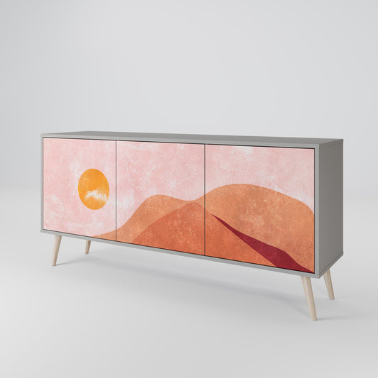 LUMINOUS SUNLIGHT 3-Door Sideboard in Grey Finish